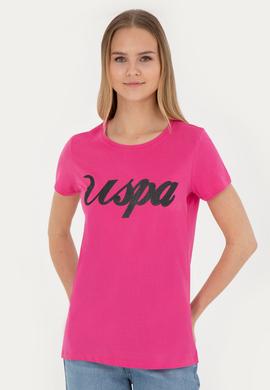 Kadın Fuşya Bisiklet Yaka Tişört - 50288687020