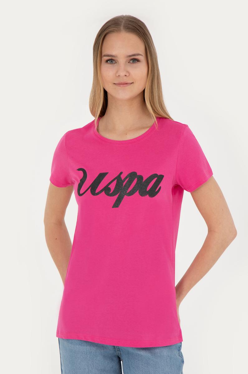 Kadın Fuşya Bisiklet Yaka Tişört