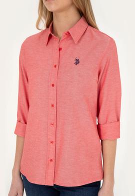 Kadın Kırmızı Uzun Kollu Basic Gömlek - 50288851106