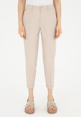 Kadın Kum Kanvas Çizgili Pantolon - 50289450030