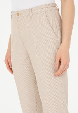Kadın Kum Kanvas Çizgili Pantolon - 50289450030