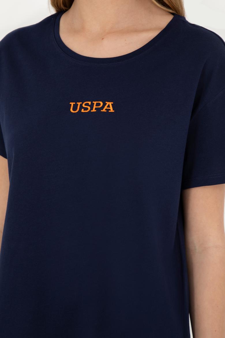 Kadın Lacivert Bisiklet Yaka Tişört - 50285886015