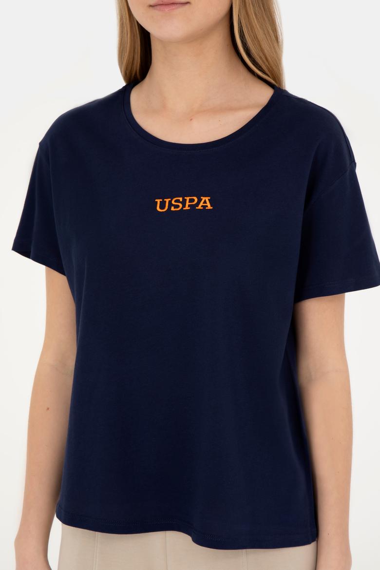 Kadın Lacivert Bisiklet Yaka Tişört - 50285886015