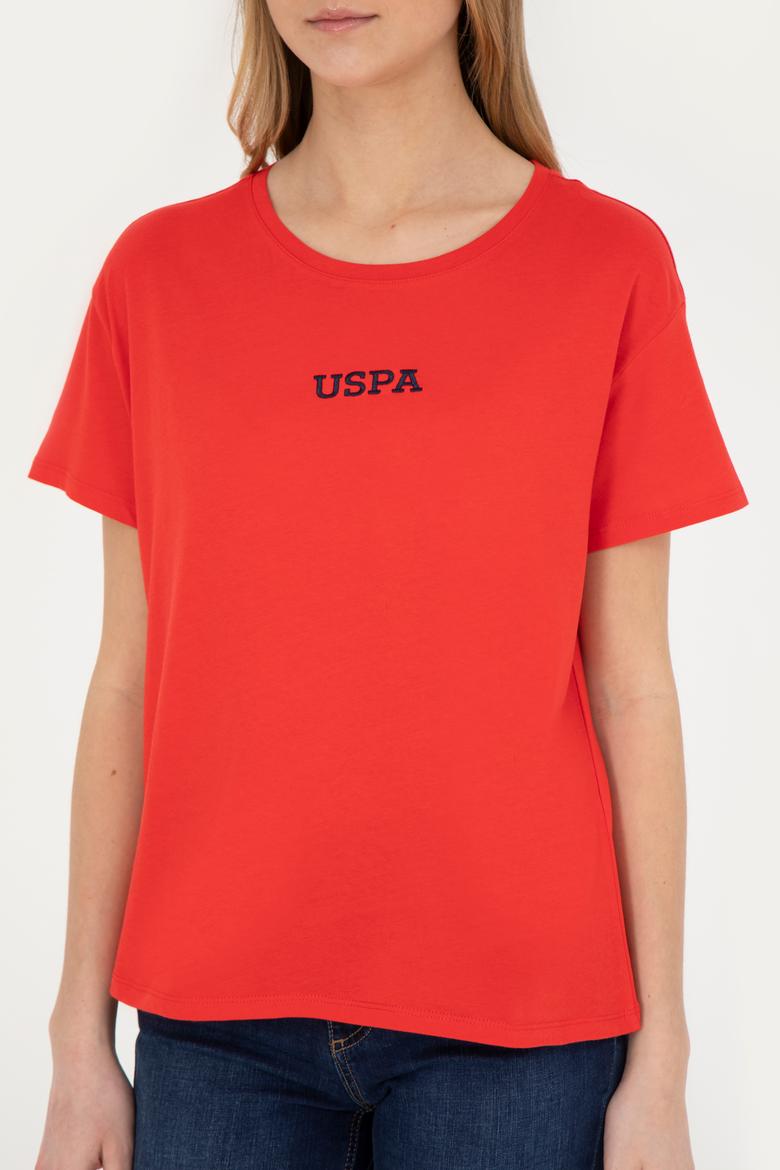 Kadın Kırmızı Bisiklet Yaka Tişört - 50285886033