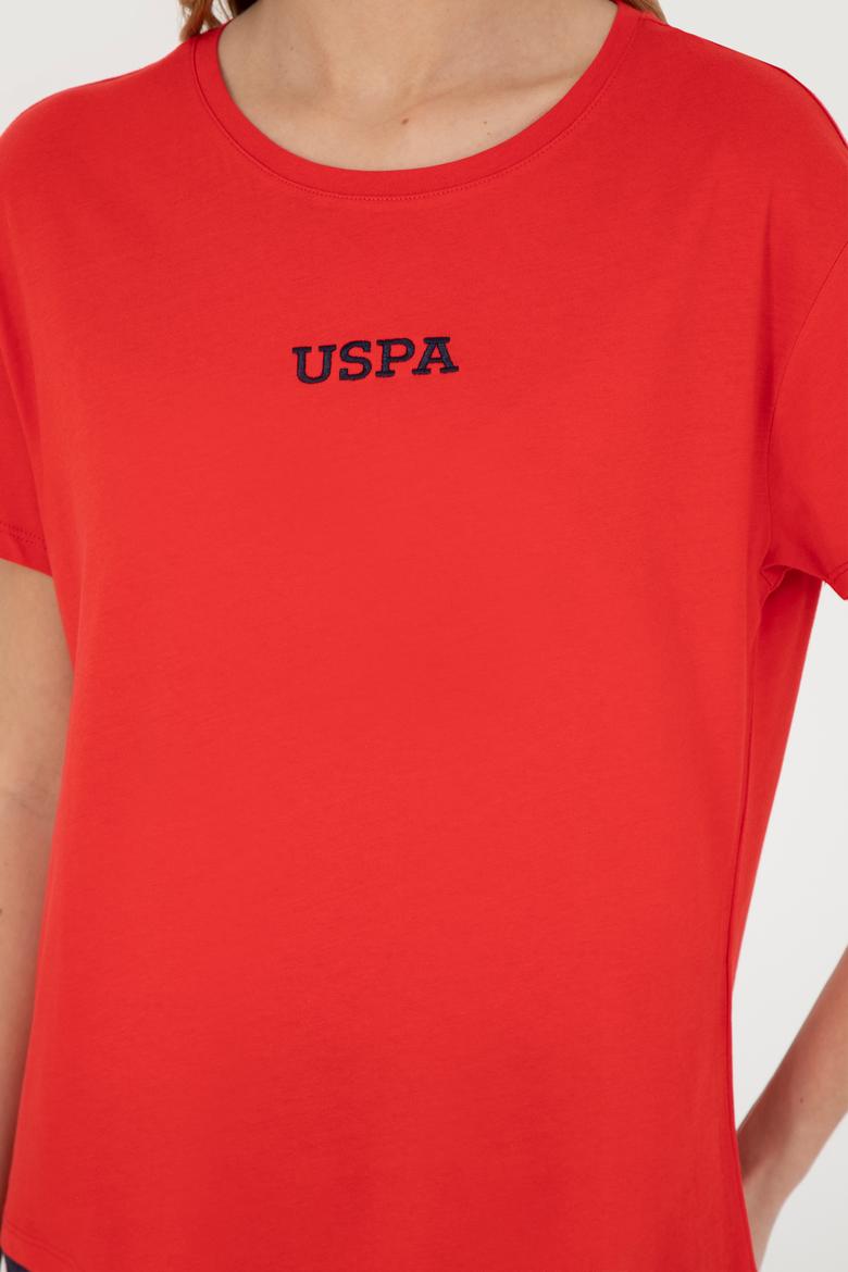 Kadın Kırmızı Bisiklet Yaka Tişört - 50285886033