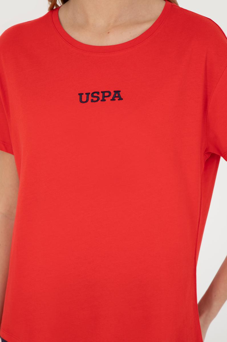 Kadın Kırmızı Bisiklet Yaka Tişört