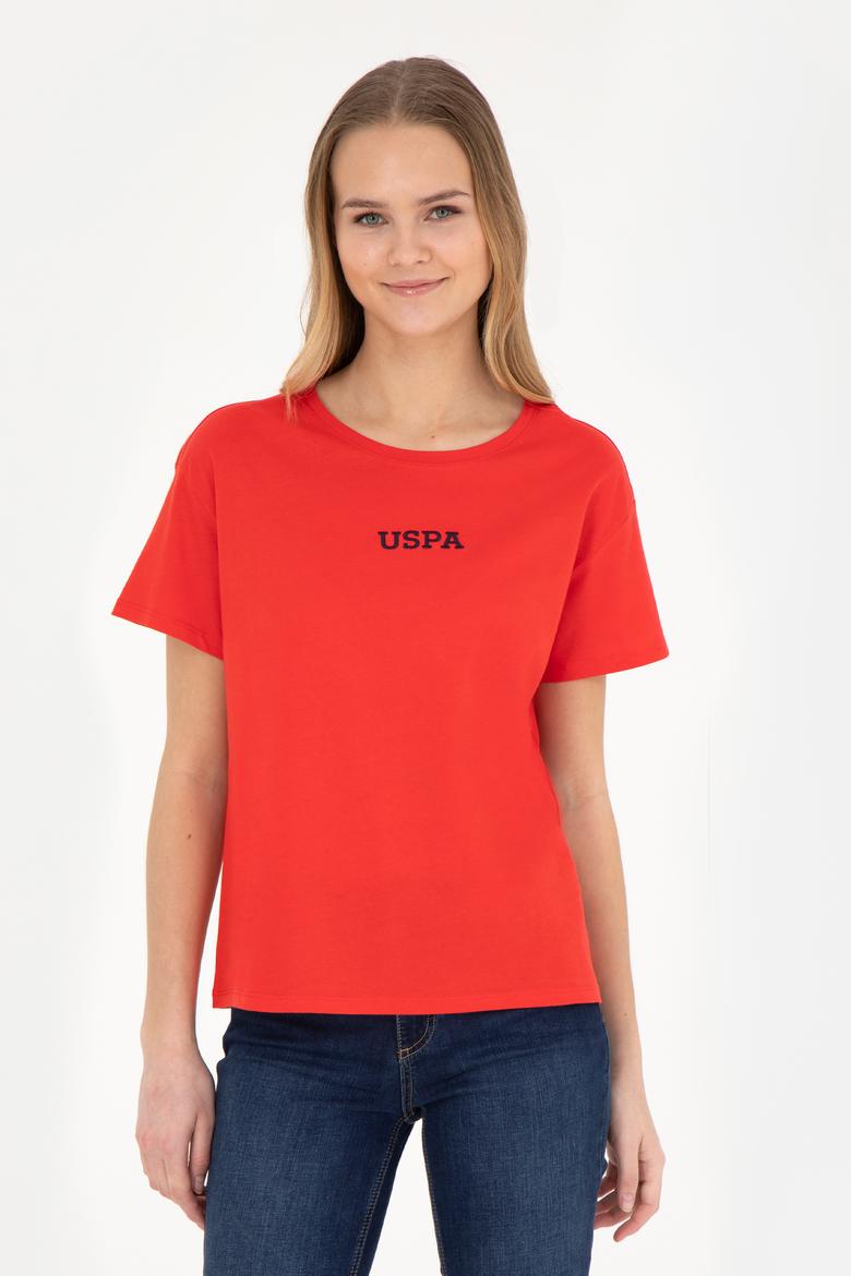 Kadın Kırmızı Bisiklet Yaka Tişört - 50285886033