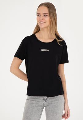 Kadın Siyah Bisiklet Yaka Tişört - 50285886041