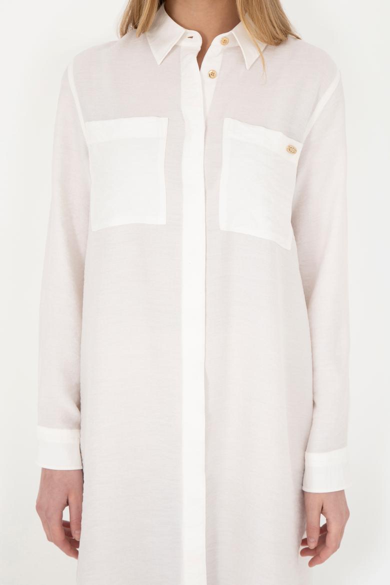 Kadın Ekru Mini Boy Dokuma Elbise - 50285640035