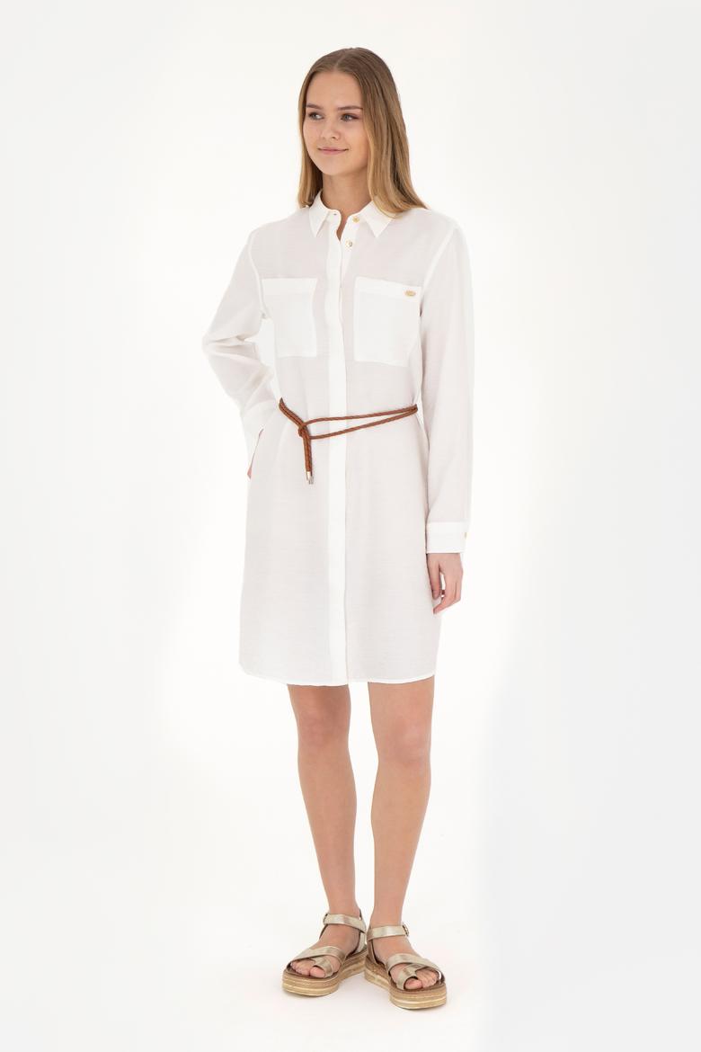 Kadın Ekru Mini Boy Dokuma Elbise - 50285640035