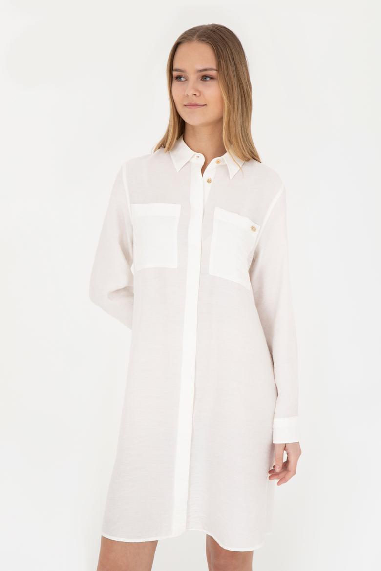 Kadın Ekru Mini Boy Dokuma Elbise - 50285640035