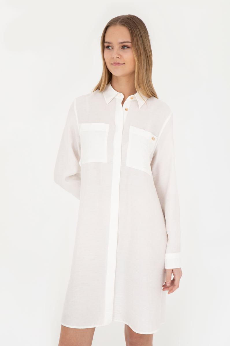 Kadın Ekru Mini Boy Dokuma Elbise