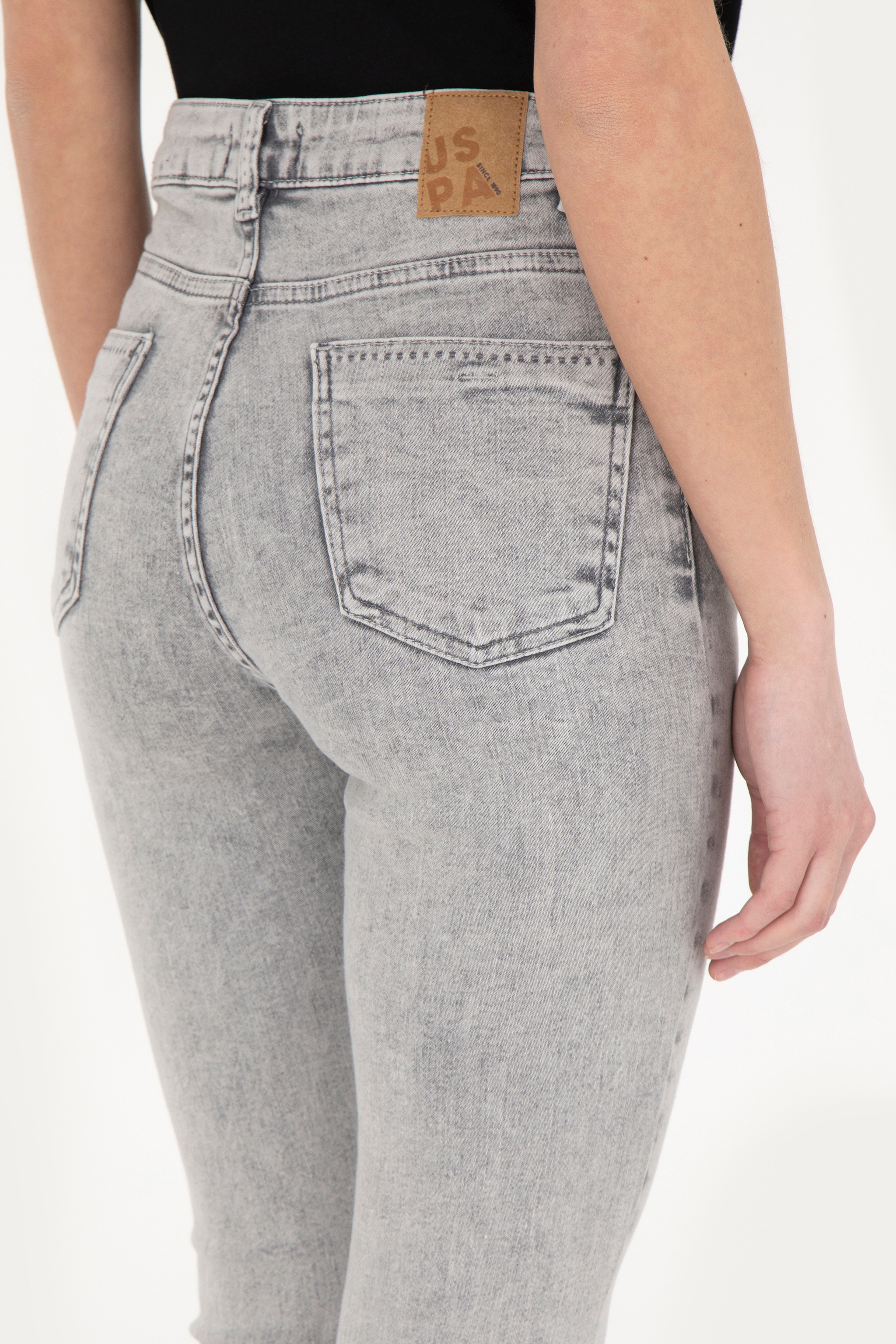 Kadın Gri Skinny Fit Jean Pantolon - Image 7