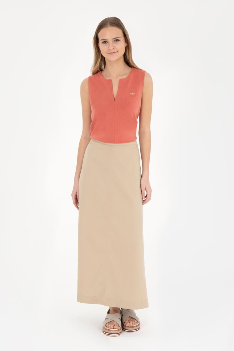 Kadın Açık Haki Maxi Boy Dokuma Etek - 50282403014