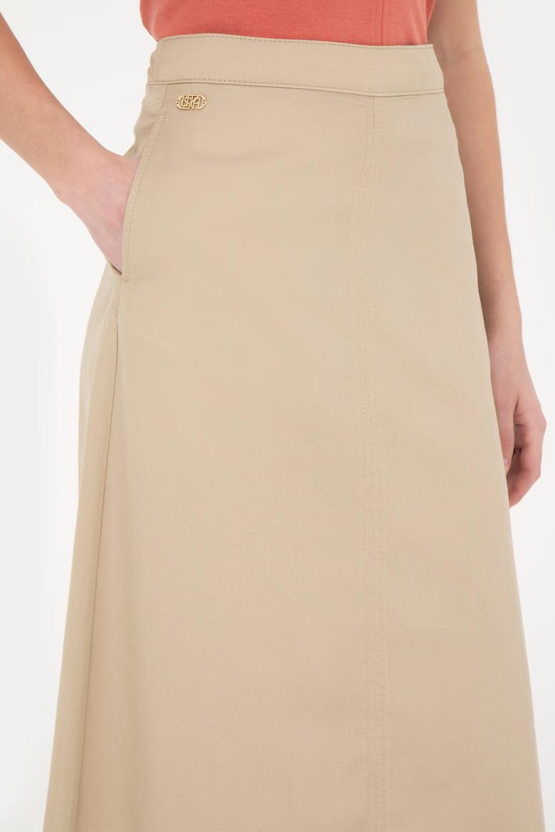 Kadın Açık Haki Maxi Boy Dokuma Etek - 50282403014
