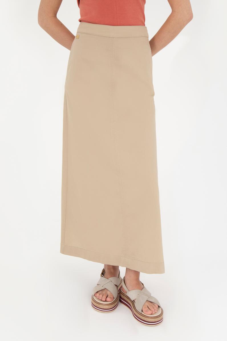 Kadın Açık Haki Maxi Boy Dokuma Etek