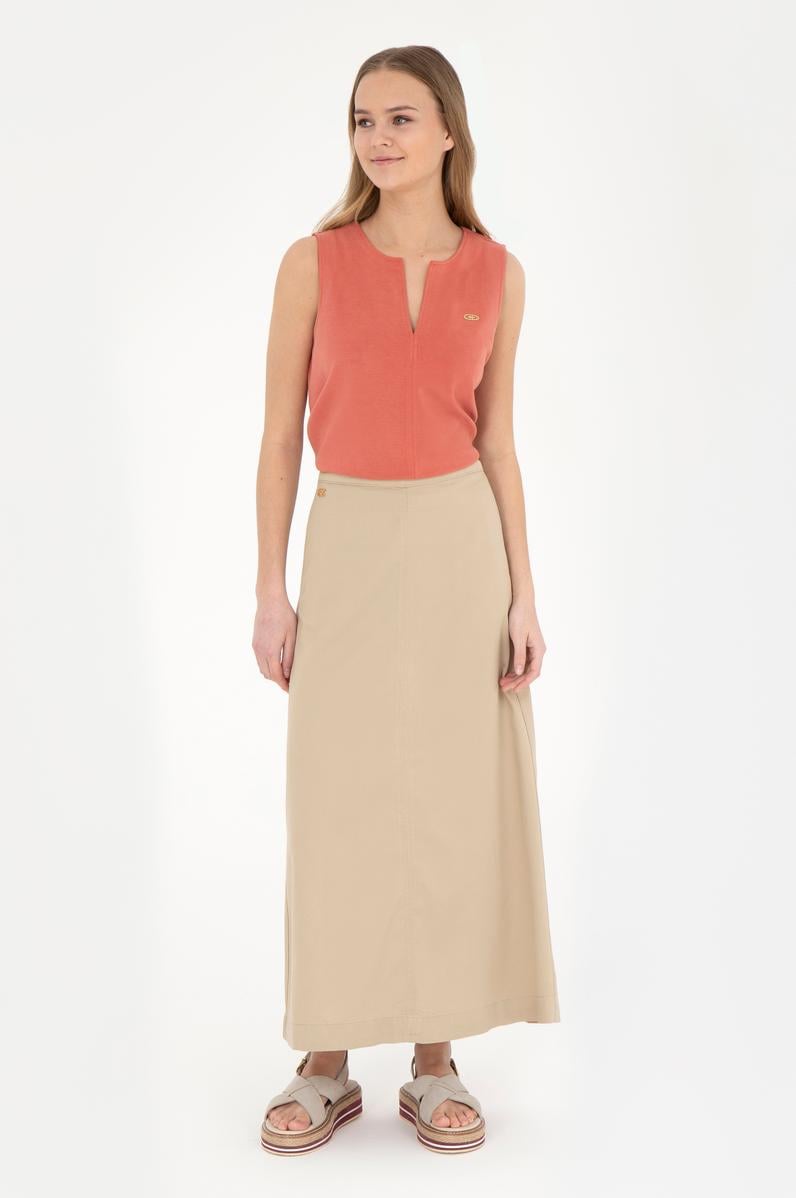 Kadın Açık Haki Maxi Boy Dokuma Etek