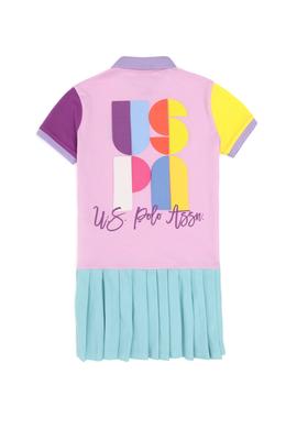 Kız Çocuk Pembe Polo Yaka Örme Elbise - 50283337019