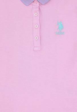 Kız Çocuk Pembe Polo Yaka Örme Elbise - 50283337019