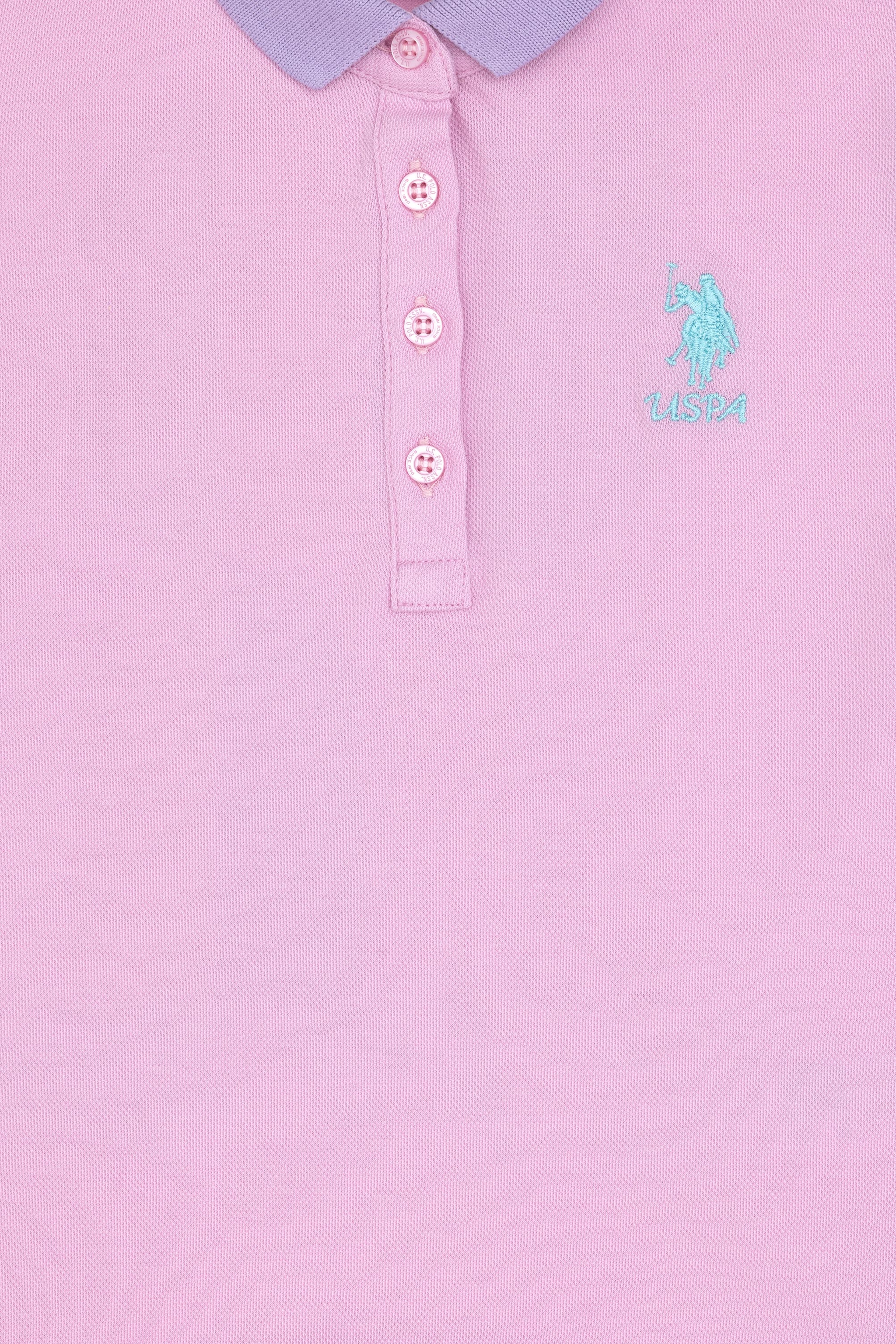 Kız Çocuk Pembe Polo Yaka Örme Elbise - Image 4