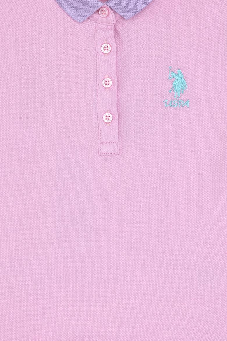 Kız Çocuk Pembe Polo Yaka Örme Elbise - 50283337019