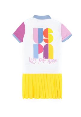 Kız Çocuk Beyaz Polo Yaka Örme Elbise - 50283337003