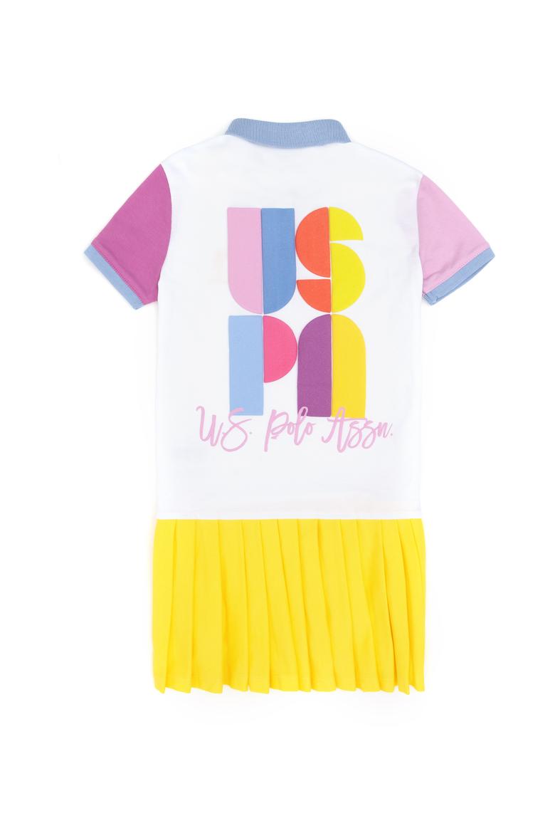 Kız Çocuk Beyaz Polo Yaka Örme Elbise - 50283337003