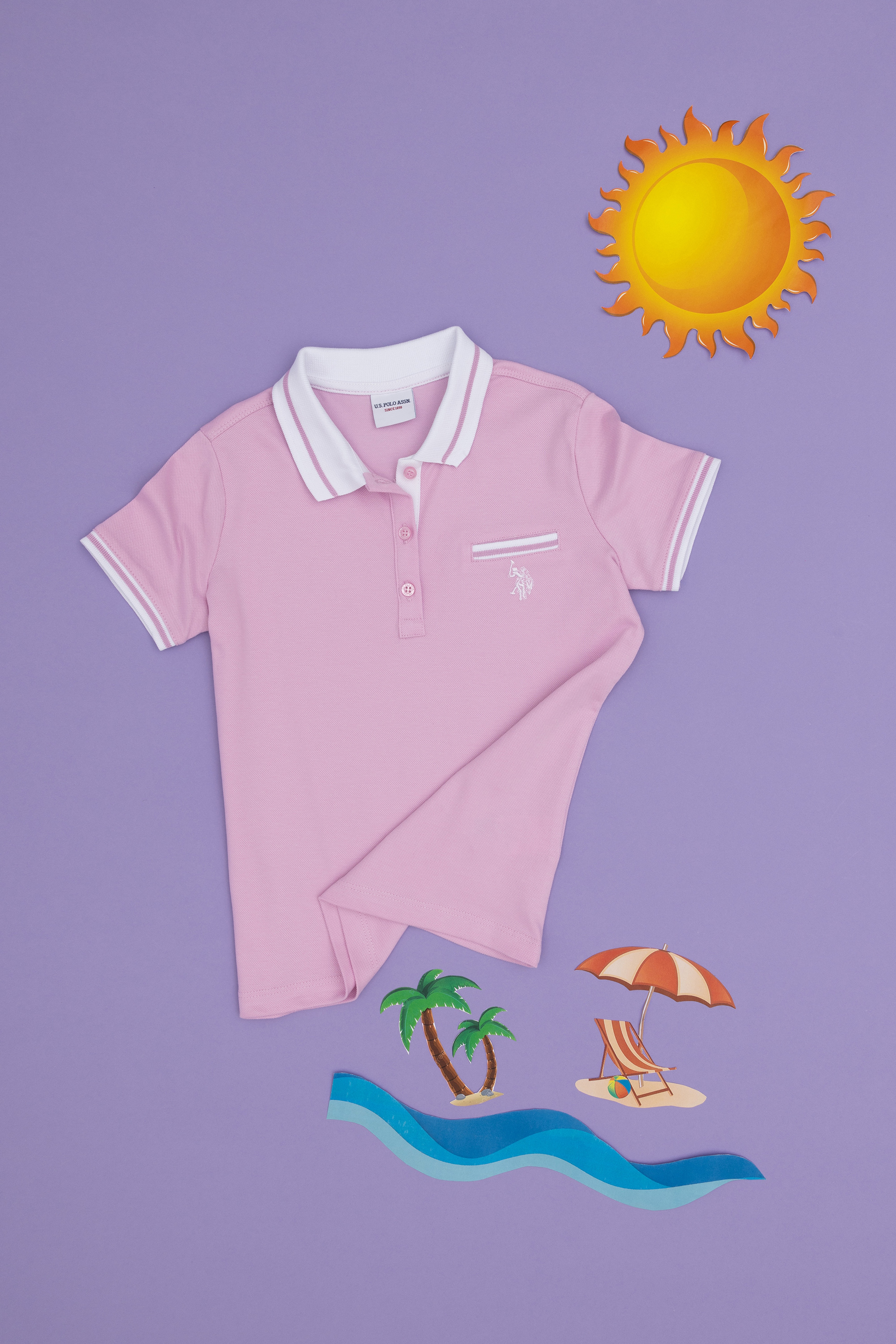 Kız Çocuk Pembe Polo Yaka Tişört - Image 1