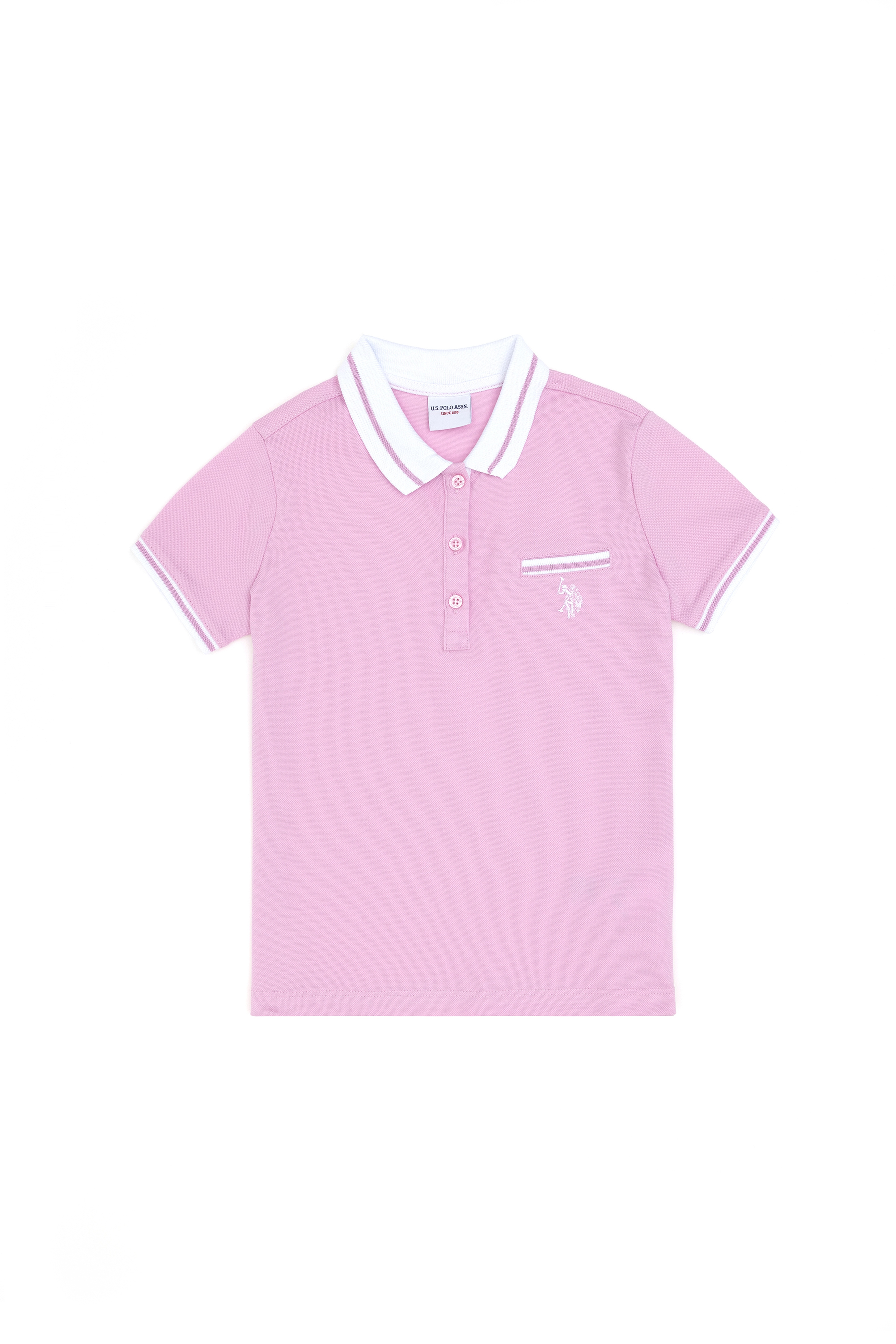 Kız Çocuk Pembe Polo Yaka Tişört - Image 2