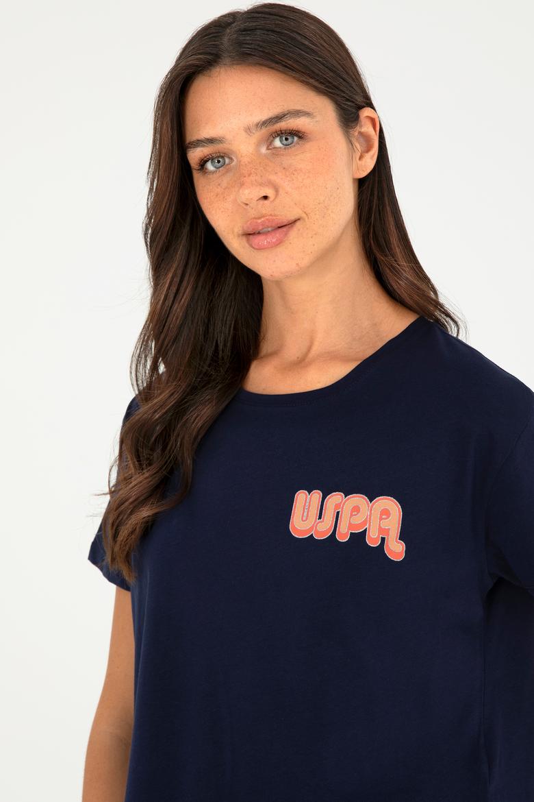 Kadın Lacivert Bisiklet Yaka Tişört - 50286050013