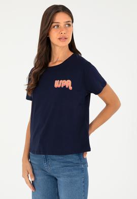 Kadın Lacivert Bisiklet Yaka Tişört - 50286050013