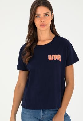 Kadın Lacivert Bisiklet Yaka Tişört - 50286050013