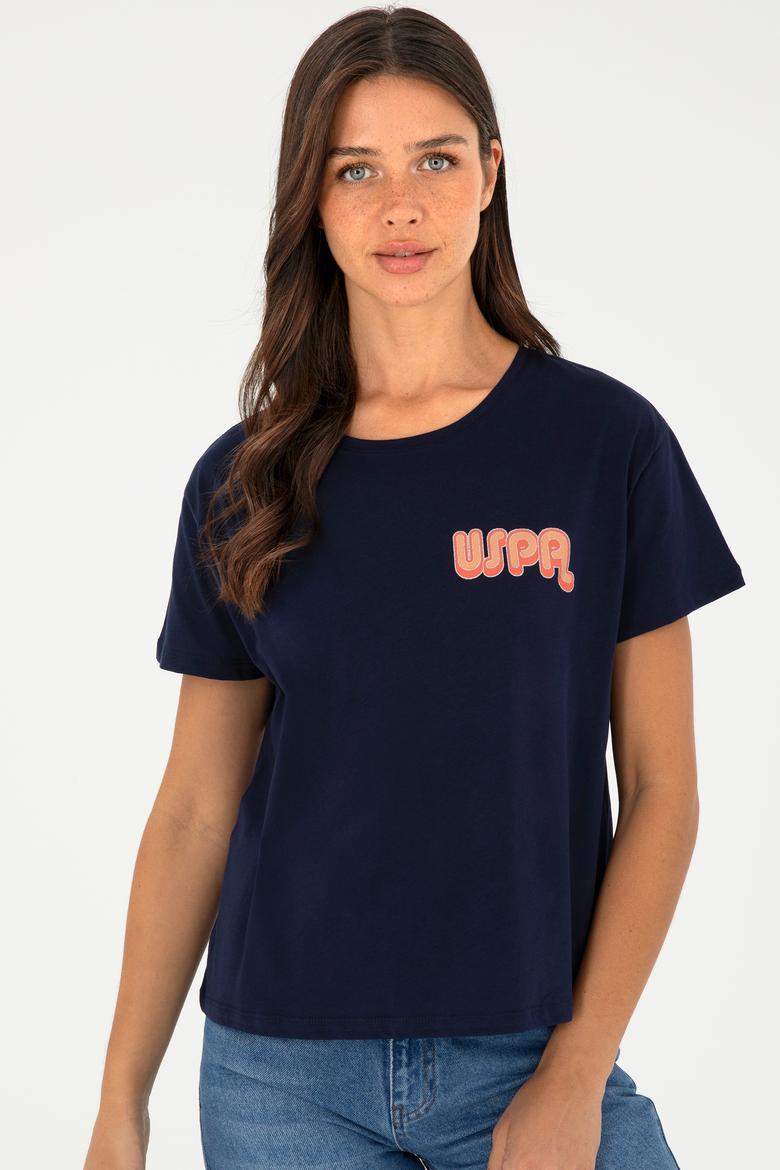 Kadın Lacivert Bisiklet Yaka Tişört - 50286050013