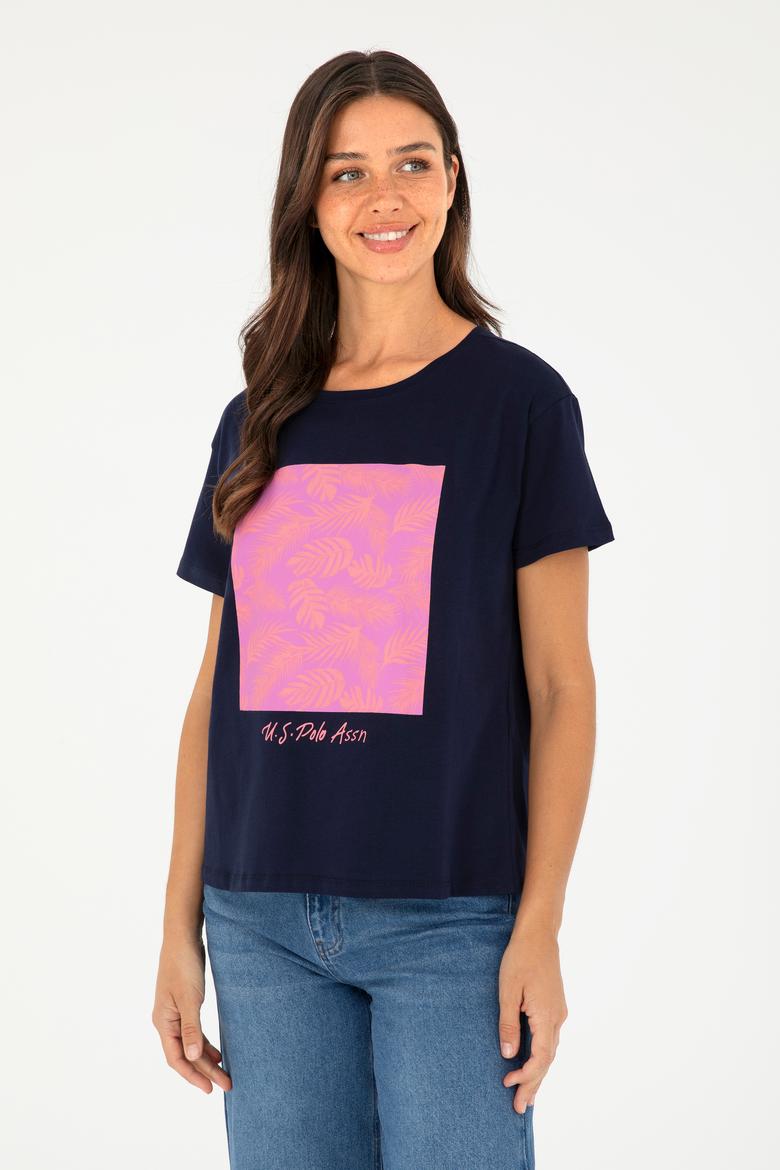 Kadın Lacivert Bisiklet Yaka Tişört