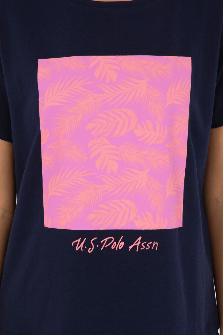 Kadın Lacivert Bisiklet Yaka Tişört - 50294760005