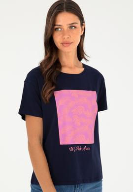 Kadın Lacivert Bisiklet Yaka Tişört - 50294760005