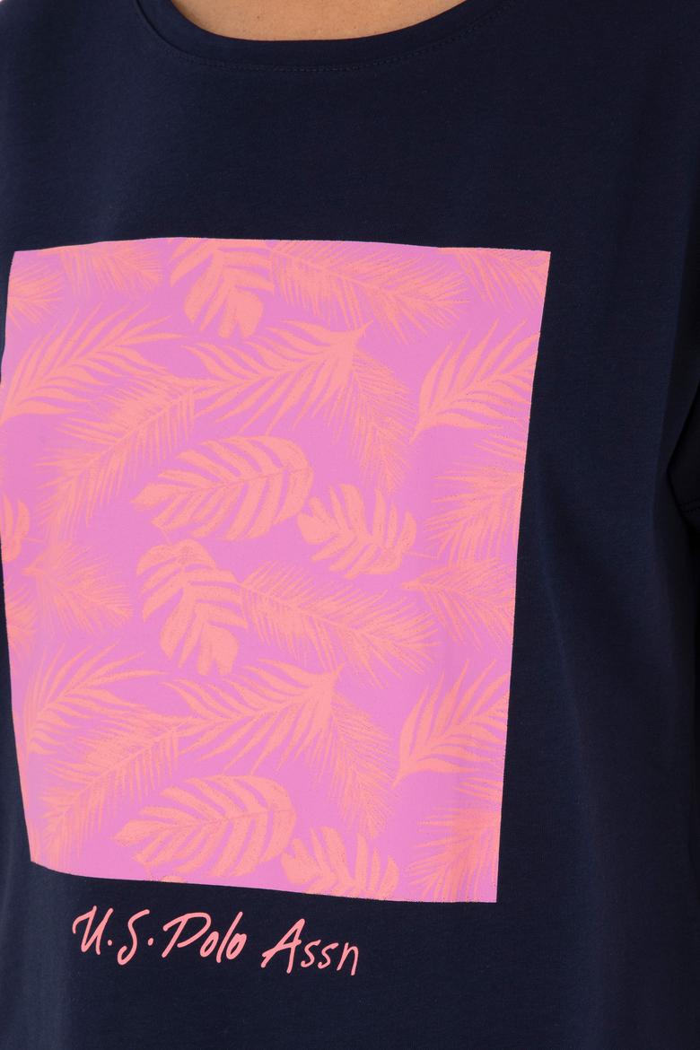 Kadın Lacivert Bisiklet Yaka Tişört - 50294760005