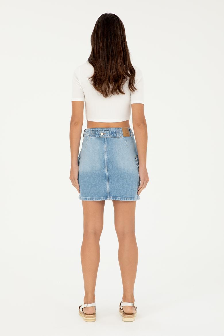 Kadın Açık Mavi Jean Etek - 50283315013