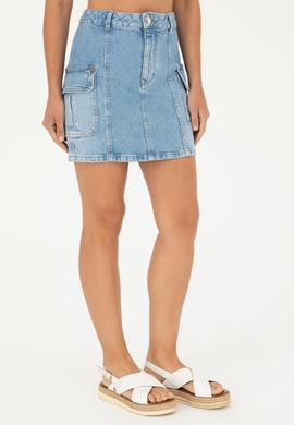 Kadın Açık Mavi Jean Etek - 50283315013