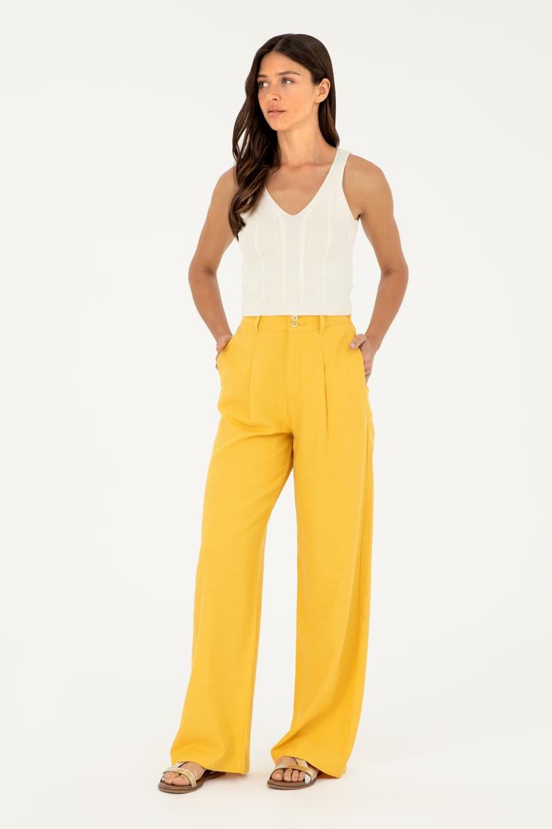 Kadın Safran Kanvas Pantolon - 50285239034