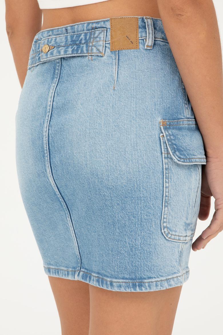 Kadın Açık Mavi Jean Etek - 50283315013
