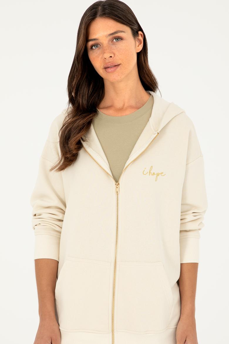Kadın Krem Kapüşonlu Sweatshirt - 50297077006