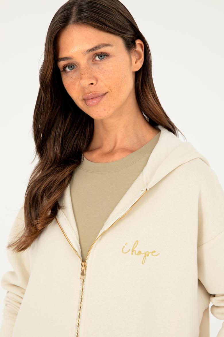 Kadın Krem Kapüşonlu Sweatshirt - 50297077006