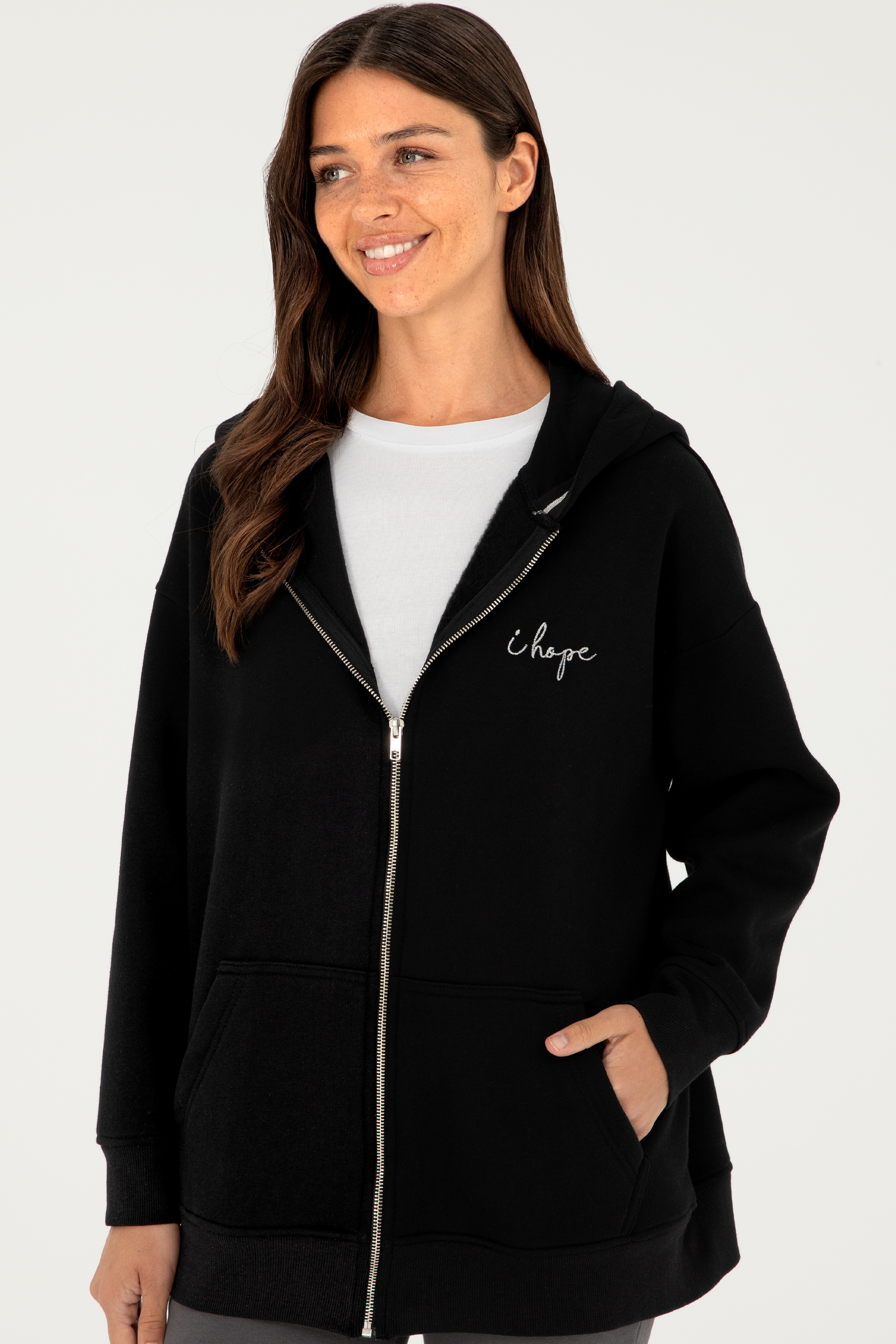 Kadın Siyah Kapüşonlu Sweatshirt
