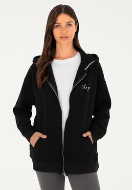 Kadın Siyah Kapüşonlu Sweatshirt - 50297077028