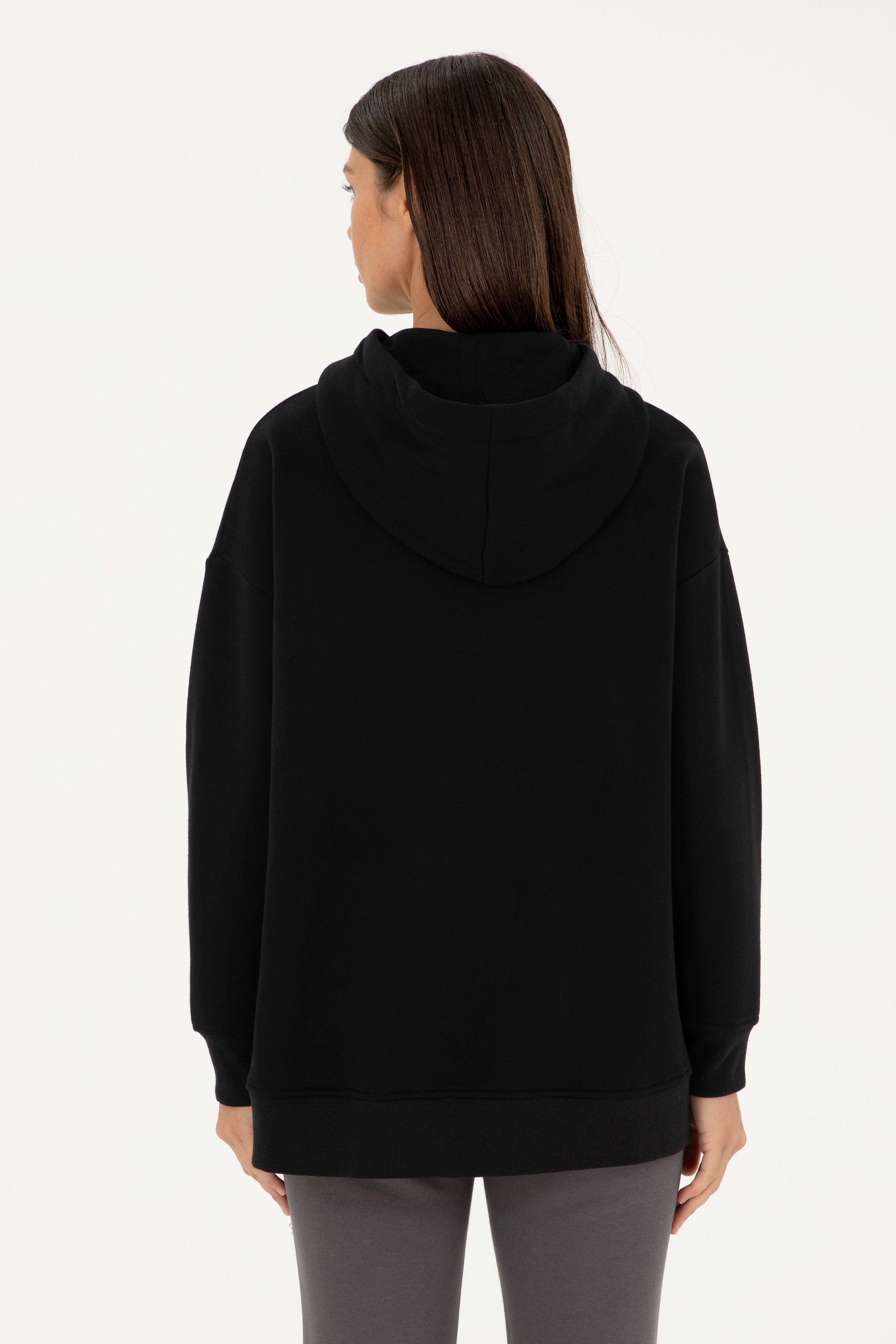 Kadın Siyah Kapüşonlu Sweatshirt