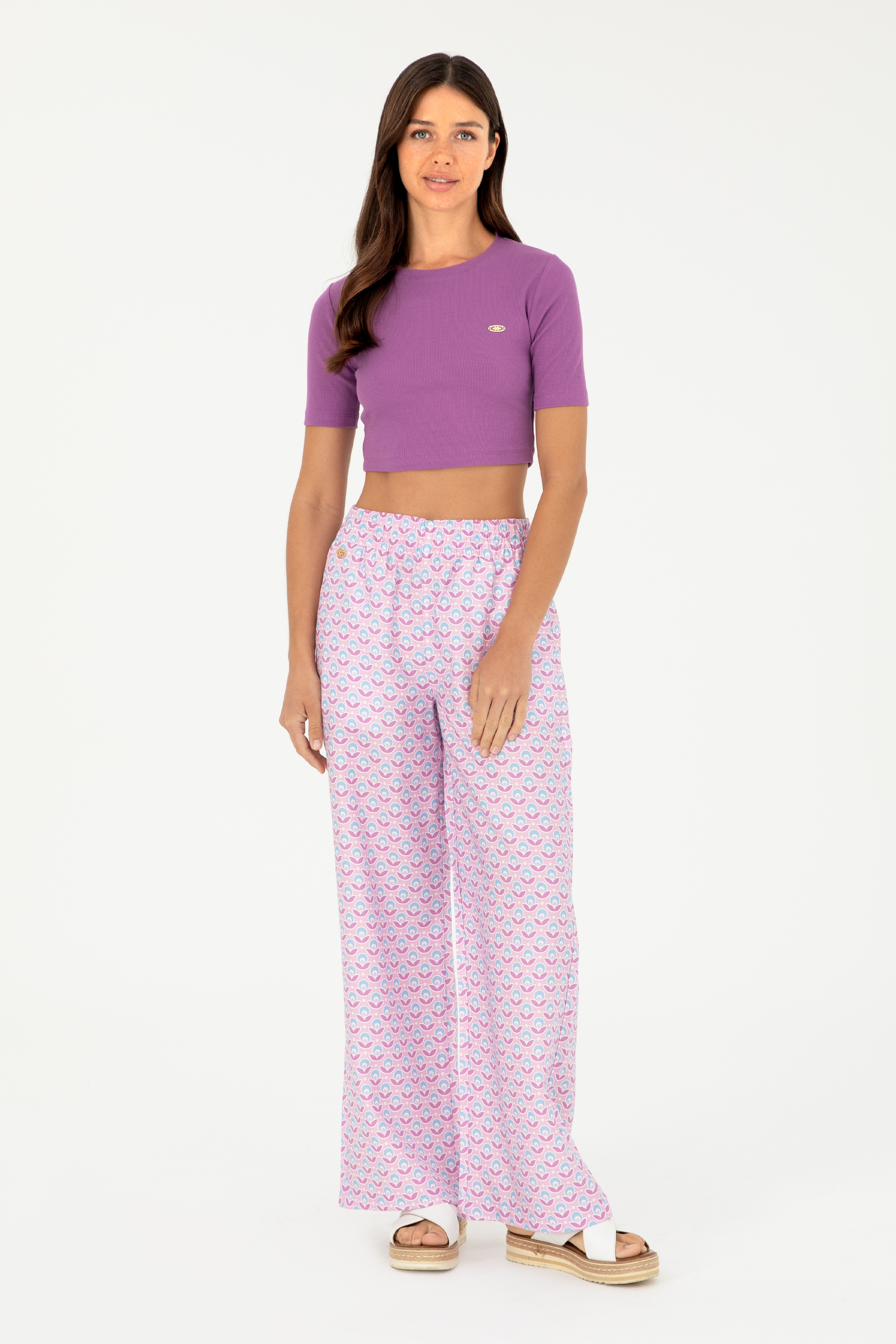 Kadın Pembe Loose Relax Fit Kanvas Pantolon - Image 1