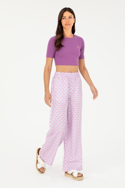 Kadın Pembe Loose Relax Fit Kanvas Pantolon