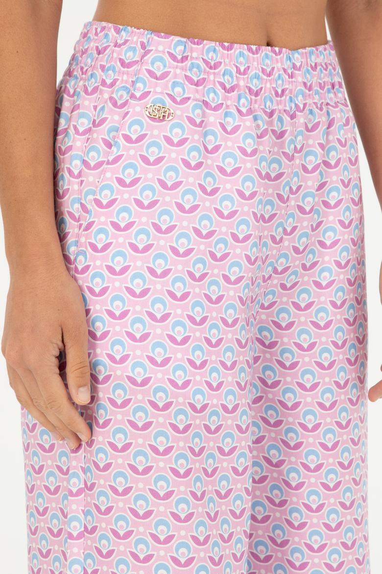 Kadın Pembe Loose Relax Fit Kanvas Pantolon - 50282346004