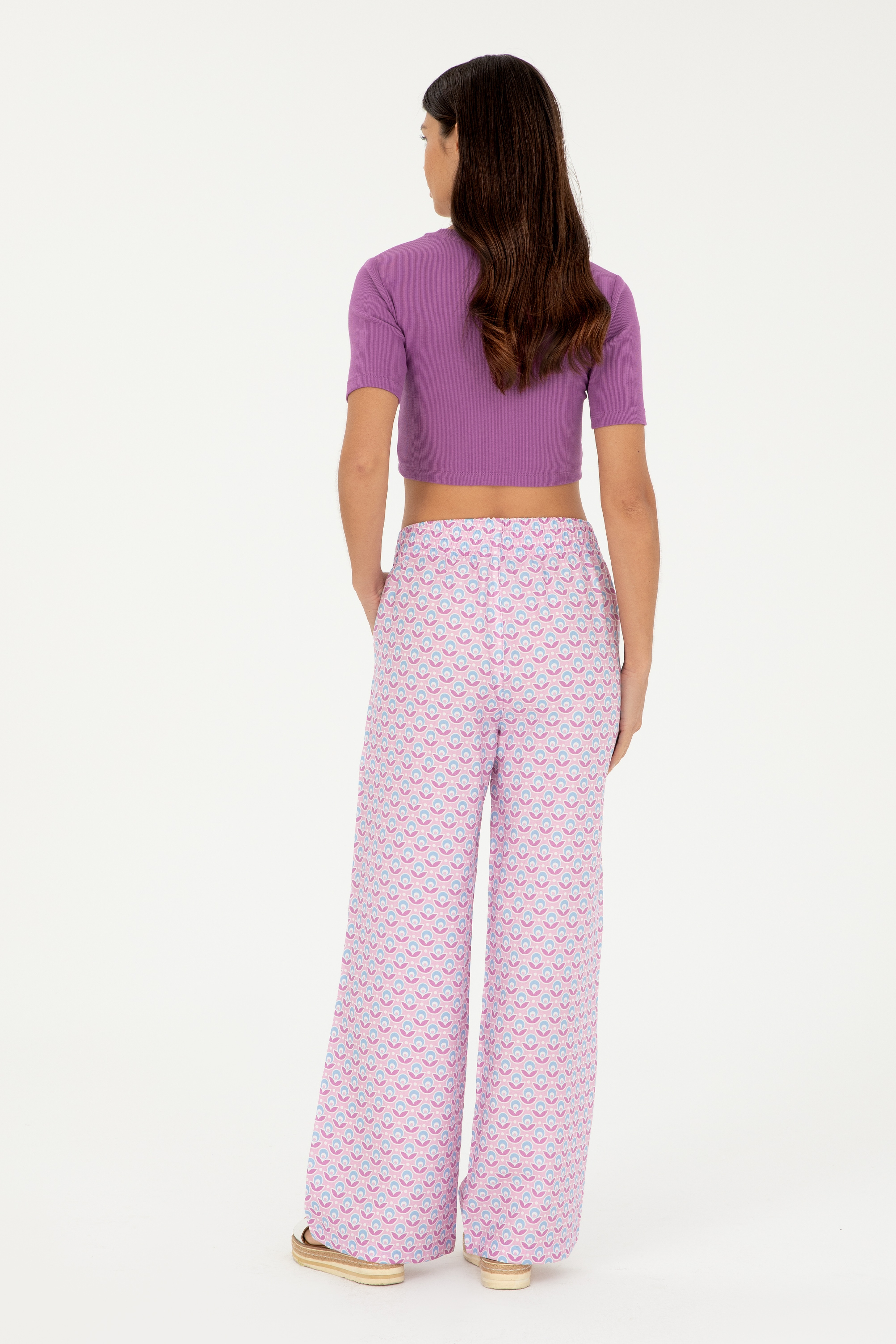 Kadın Pembe Loose Relax Fit Kanvas Pantolon